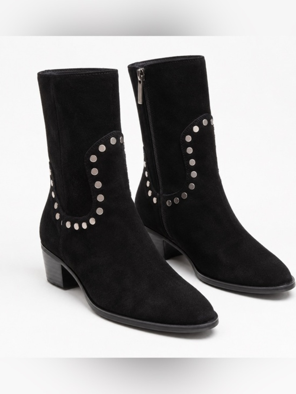 Aquatalia Ronalda silky Suede Black Studded Waterproof Boots Size 11 M NIB